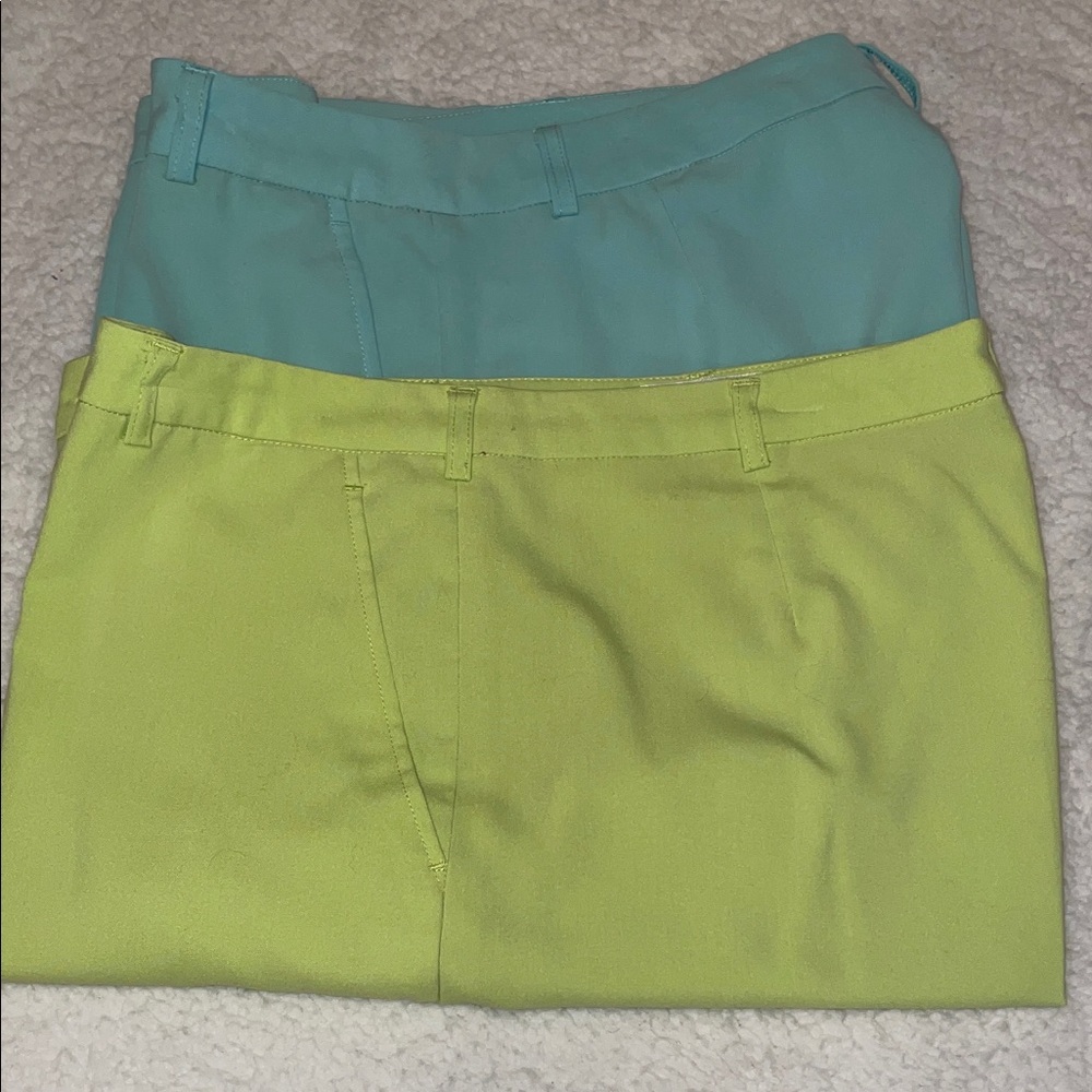 Monterey Club Mint and Lime Green Golf Shorts - Set of 2.  Size 10